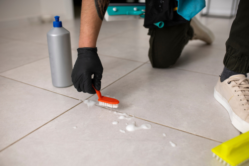 Bursey Cleaner focused on grout cleaning
